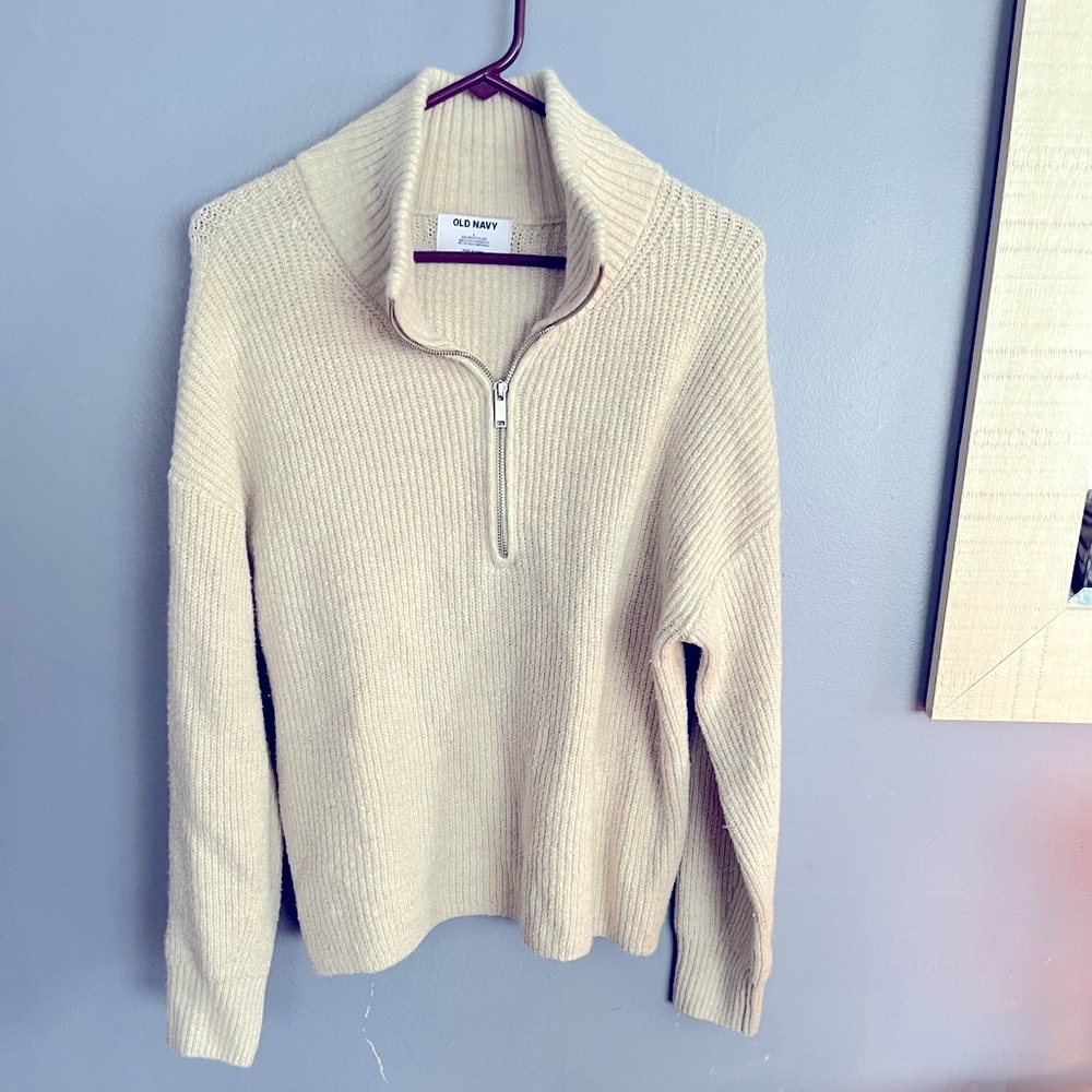 Old. Navy Sweater Ecru Half Zip Women’s Large